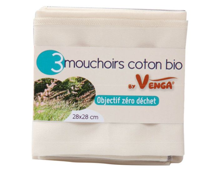 BY VENGA Lot de 3 Mouchoirs en Coton Bio