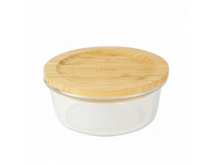 PEBBLY Plat / Bo�te Ronde en Berre avec Couvercle en Bambou - 620ml