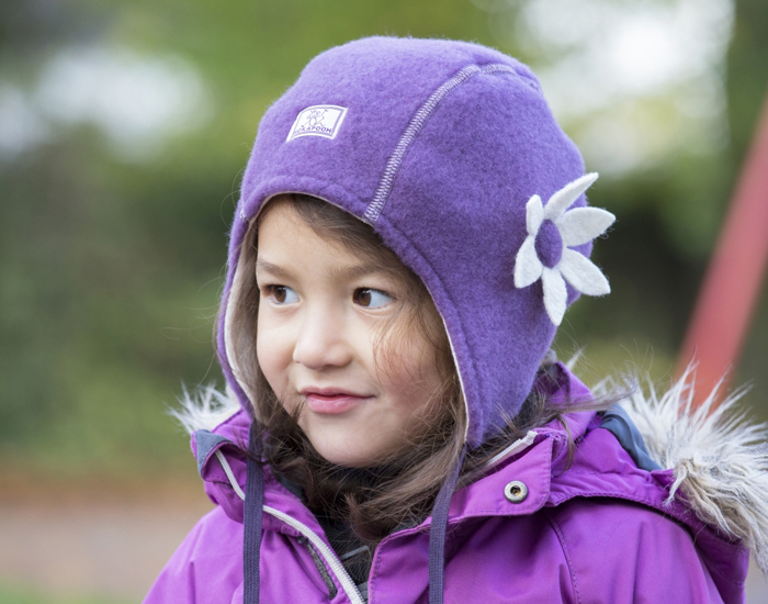 PICKAPOOH Bonnet Enfant en Polaire de Laine Nele - Violet