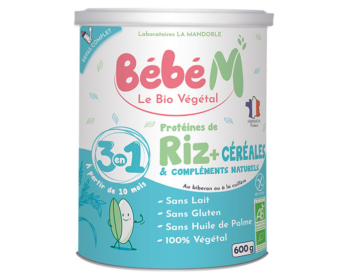 BEBE M Riz 3 en 1 - Céréales à Complément Protéiniques - Dès 10 mois - 600 g