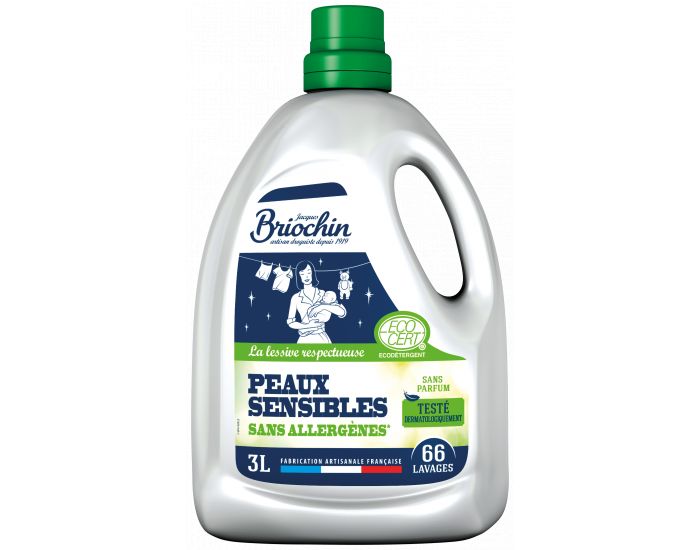 JACQUES BRIOCHIN Lessive Liquide Respectueuse - 3L - 60 lavages