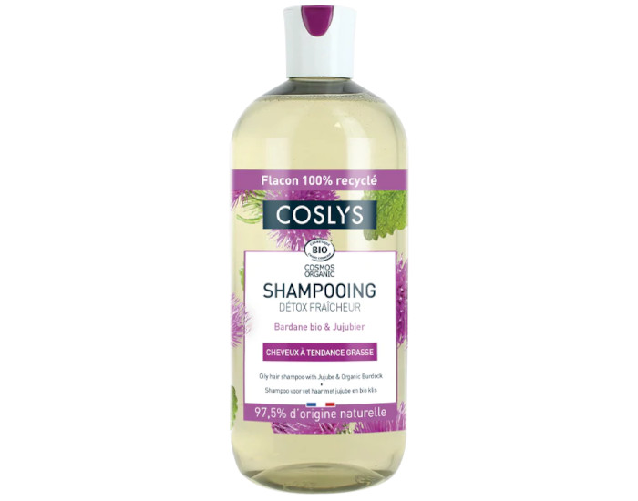 COSLYS Shampooing Cheveux à Tendance Grasse Detox Fraicheur - 500 ml