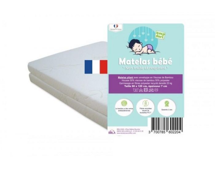 EASY DORT Matelas Pliant - Viscose de Bambou - 60x120 cm