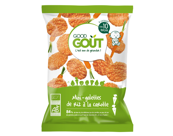 GOOD GOUT Mini-Galettes de Riz  la Carotte pour Bb - 40 g - Ds 10 mois