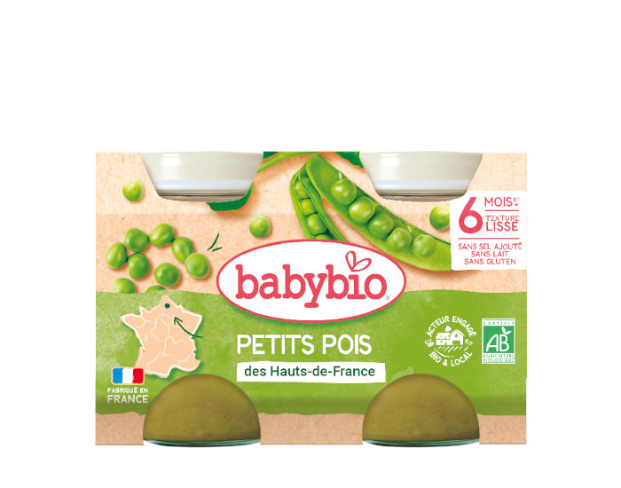 BABYBIO Mes Lgumes - 2x130g Petits Pois - 6 mois