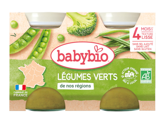 BABYBIO Mes Lgumes - 2x130g Lgumes verts - 4 mois