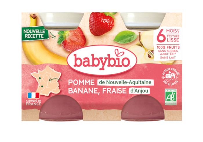 BABYBIO Mes Fruits - 2 x 130 g Banane Fraise - 6 mois