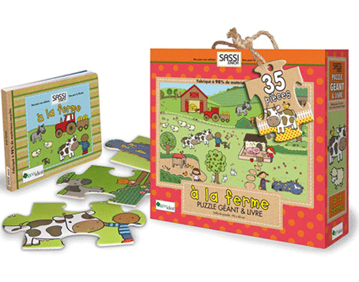 SASSI Livre et Puzzle G�ant 35 Pi�ces A la Ferme - D�s 3 ans