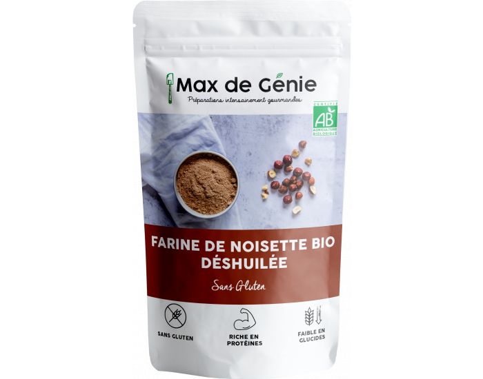 MAX DE GENIE  Farine De Noisette Biologique D�shuil�e - 250g