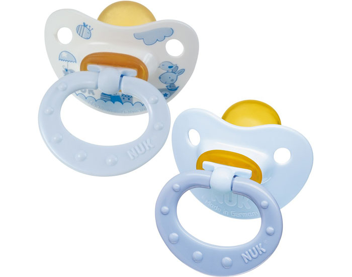 NUK Sucettes Physiologiques en Latex Bleu - 0-6 Mois - Lot de 2