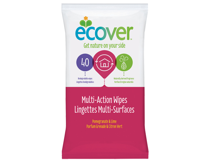 ECOVER 40 Lingettes Nettoyantes Multi-surfaces - Grenade et Citron vert 
