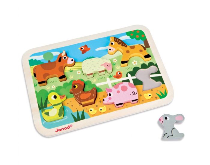 JANOD Chunky Puzzle 3D Animaux de la Ferme - D�s 1 an