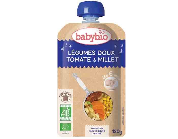 BABYBIO Gourde Menu Bonne Nuit - 120 g - Ds 6 Mois