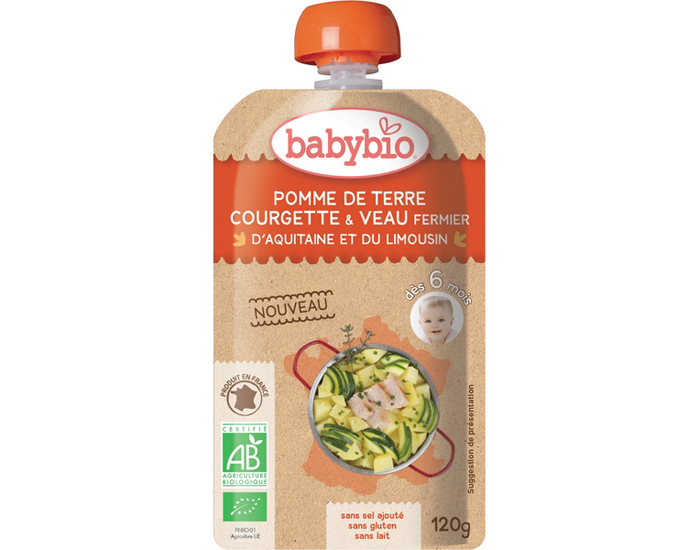 BABYBIO Gourde Menu du Jour - 120 g - Ds 6 Mois
