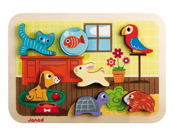 JANOD Puzzle 3D Animaux Domestiques - D�s 1 an