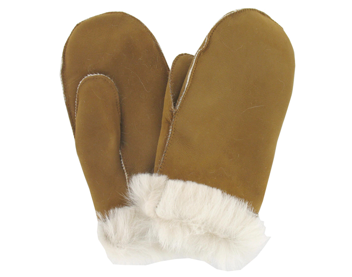 Moufles en Peau d'agneau pour Adulte - Beige Clair