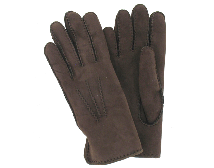 Gants en Cuir et Peau d'Agneau pour Adultes - Marron Fonc