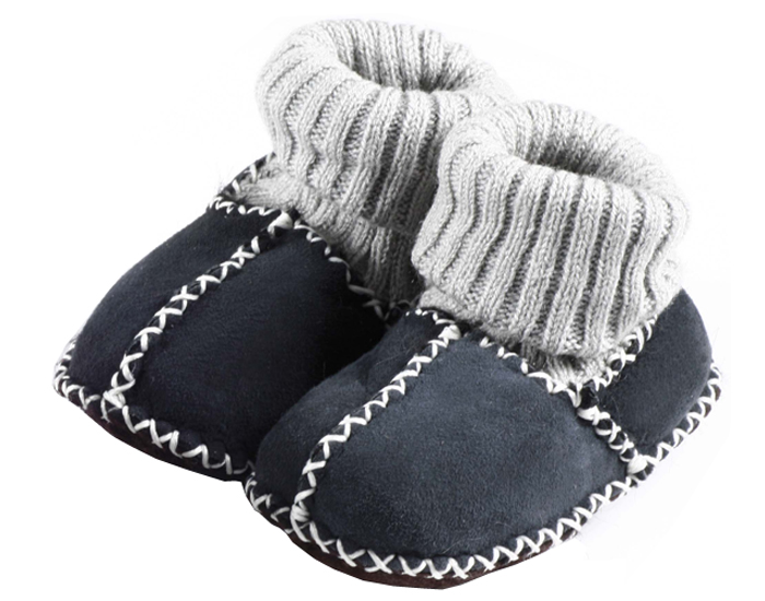 SALING Chaussons-Chaussettes Bb en Peau d'Agneau - Bleu Marine