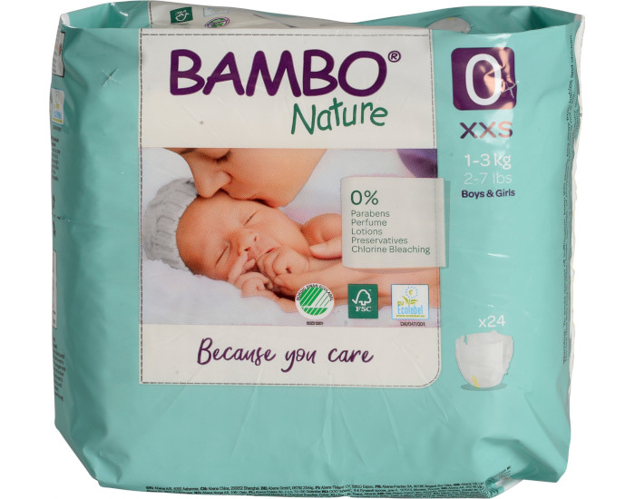 BAMBO NATURE Couches Écologiques Nature  T0 / 1-3 kg / 24 couches