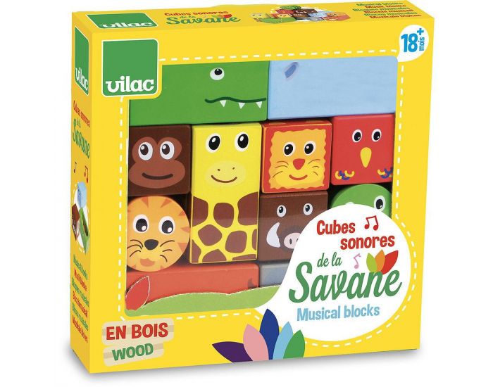 VILAC Cubes sonores animaux de la savane - D�s 18 mois