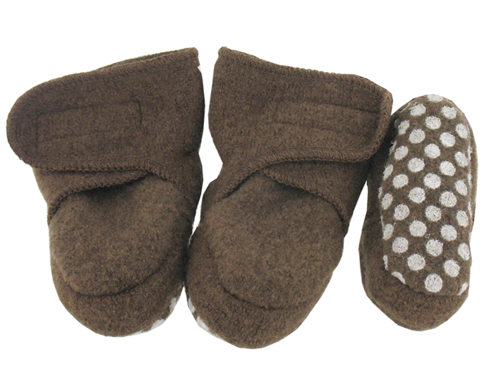 DISANA Chaussons Anti-D�rapants en Laine - Noisette