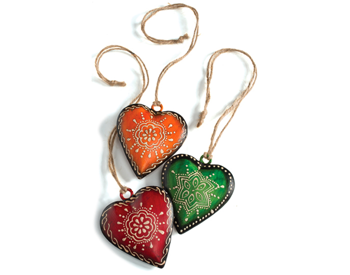 NAMASTE Coeur de No�l � Accrocher en Fer Peint � La Main 