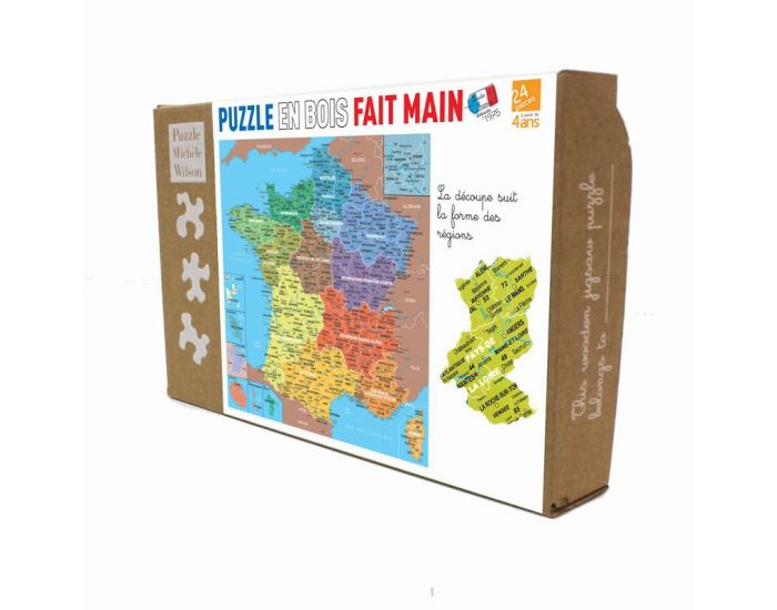 MICHELE WILSON Puzzle Carte de France des Rgions - 24 Pices - Ds 4 ans 
