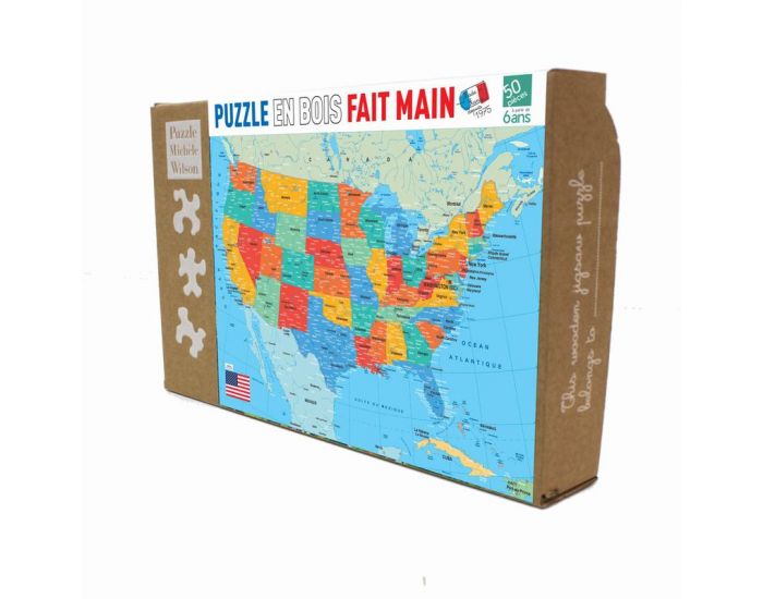 MICHELE WILSON Puzzle Carte des Etats-Unis - 50 Pices - Ds 6 ans 
