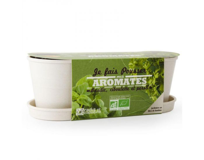 RADIS ET CAPUCINE Jardini�re en Bambou Aromates Bio