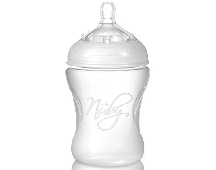 NUBY Biberon Souple en Silicone M�dical - T�tine D�bit Lent - 210 ml