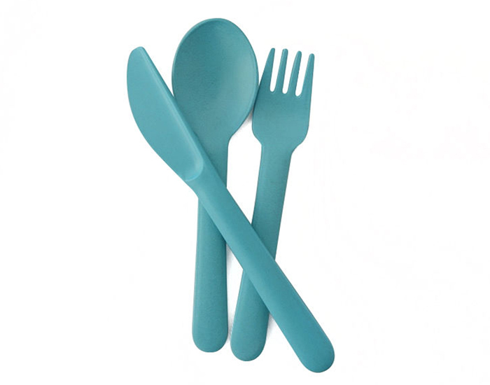 EKOBO Set de 3 Couverts en Bambou Enfant Lagon