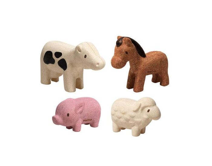 PLAN TOYS Figurines - 4 Animaux de la Ferme - D�s 12 mois