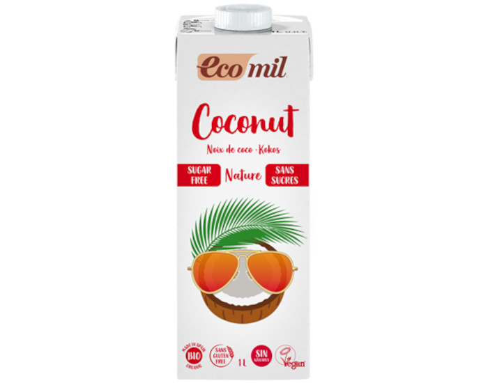 ECOMIL Lait de Coco Bio - Sans Sucres Ajoutés - 1 L