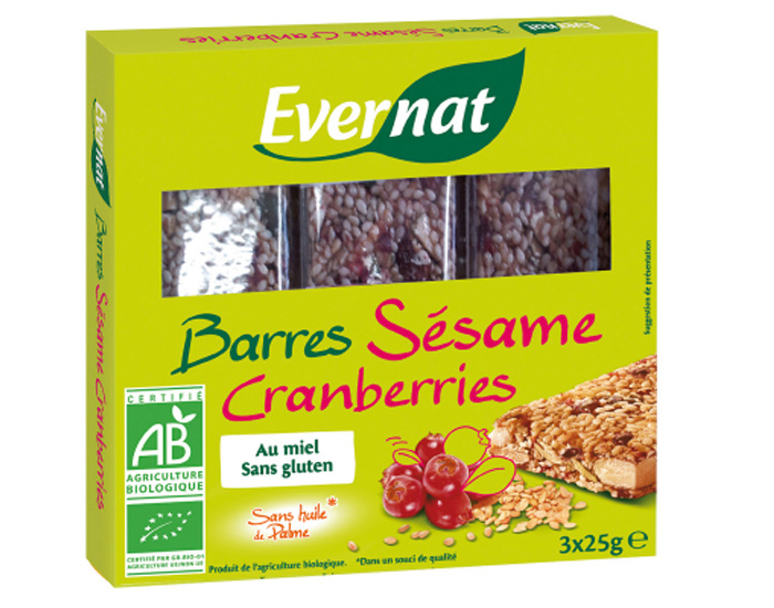 EVERNAT Barres Sésame Cranberries - 75g
