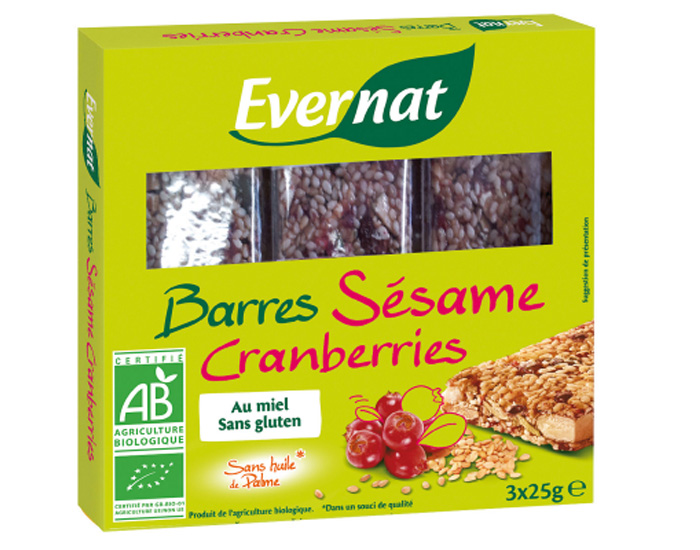 EVERNAT Barres Ssame Cranberries - 75g