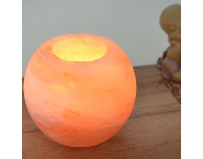 ZEN'ARôME Bougeoir en Cristal de Sel Himalaya Sphère - 900g 