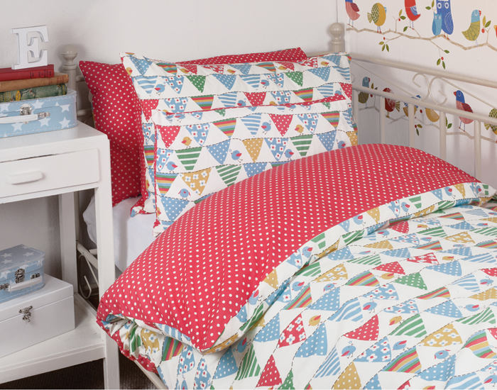FRUGI Housses de Couette et d'Oreiller - Rouge � Pois Blancs