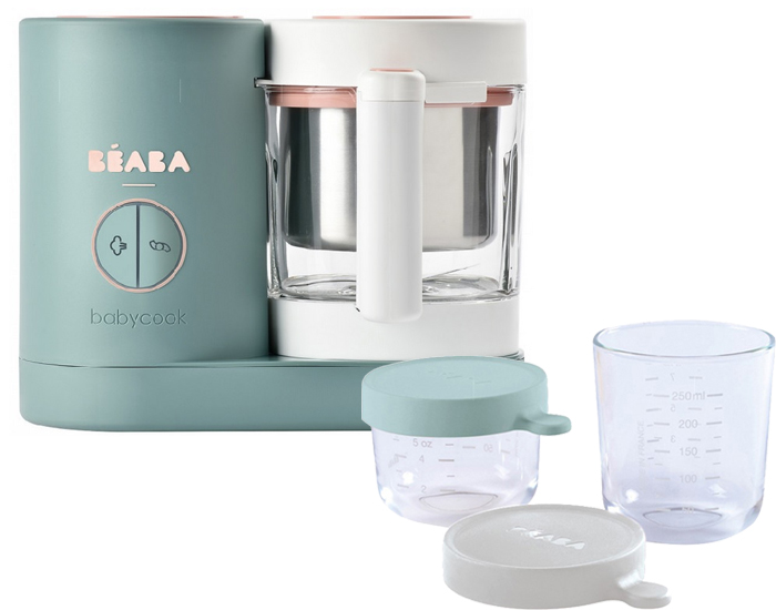 BEABA Pack Babycook Neo Eucalyptus + Lot de 2 Pots de Conservation en Verre Offert