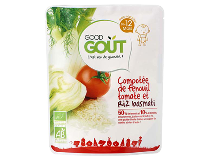 GOOD GOUT Petit Plat pour Bb 220 g - Compote Fenouil Riz Basmati - Ds 12 mois
