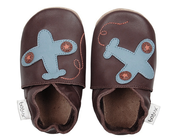 BOBUX Chaussons en Cuir - Avion Chocolat