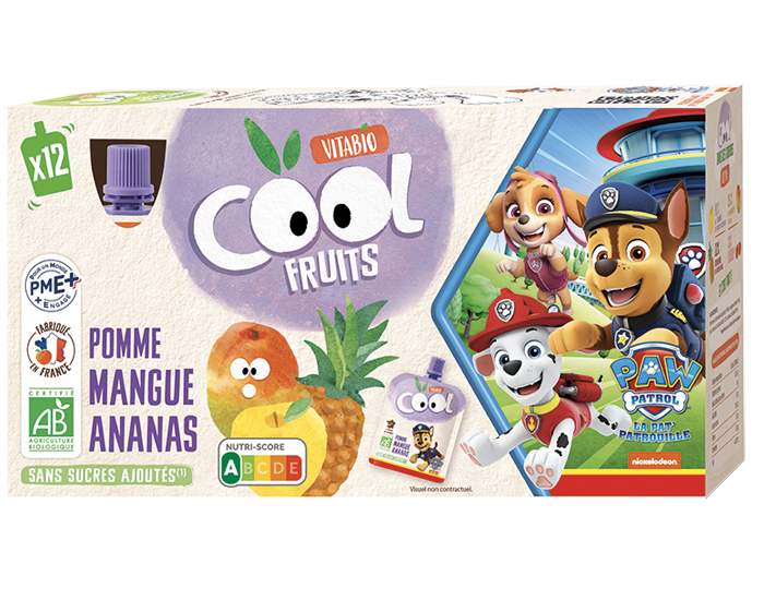 VITABIO Pack Famille Cool Fruits Pomme Mangue Ananas - 12x90g