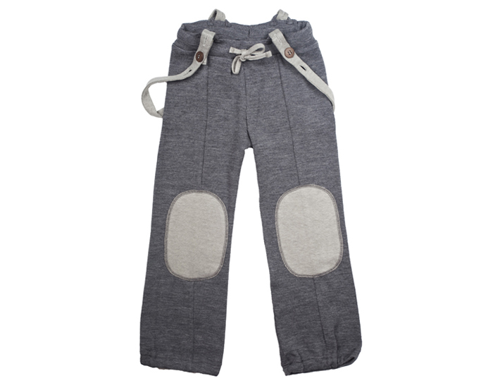 MANYMONTHS Pantalon � Bretelles - Laine M�rinos - Gris Clair