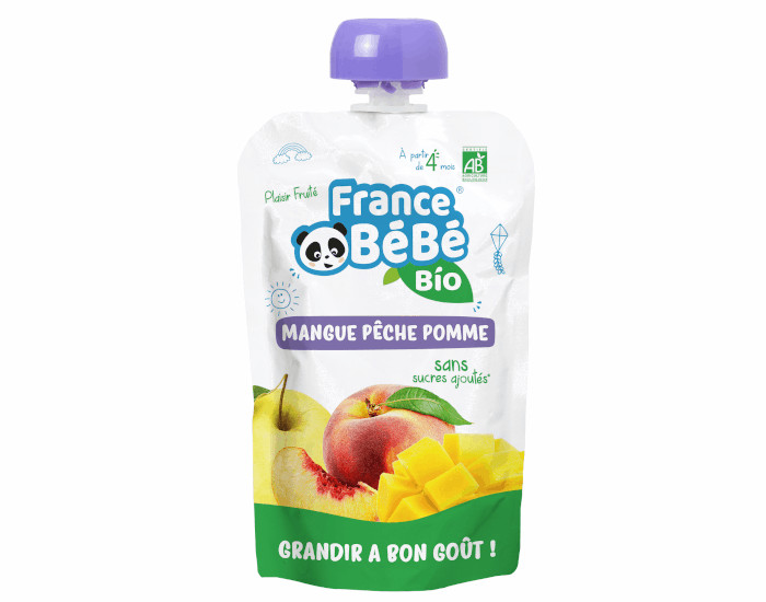 FRANCE BEBE BIO Gourde Mangue Pche Pomme - 100g - Ds 4 mois