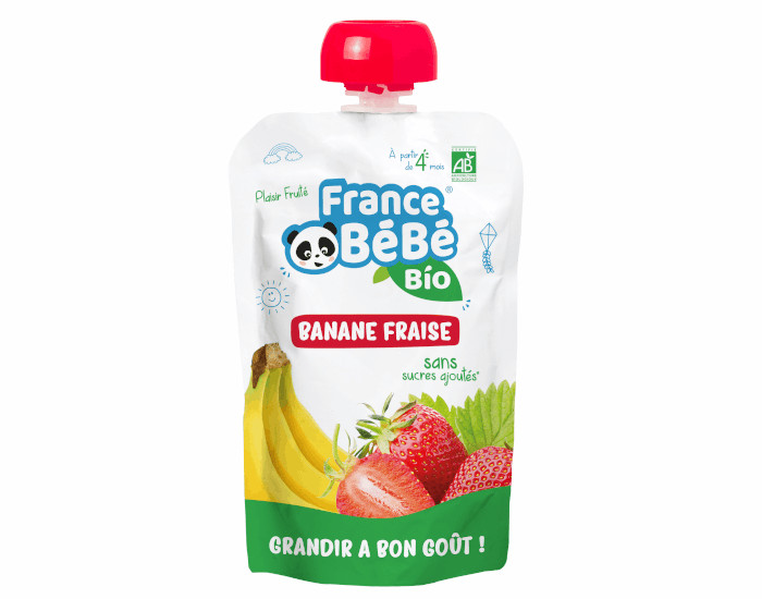 FRANCE BEBE BIO Gourde Banane Fraise - 100g - Ds 4 mois