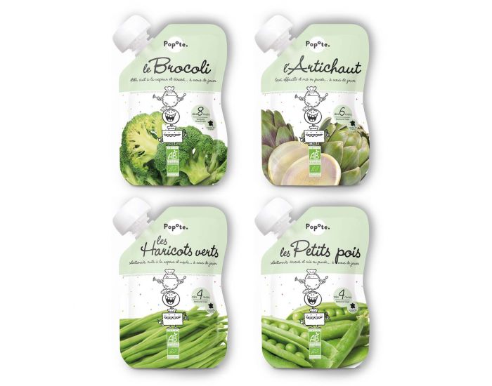 POPOTE Les L�gumes Verts Pur�es En Gourde Pour B�b� - Lot De 10 Gourdes - D�s 4 Mois