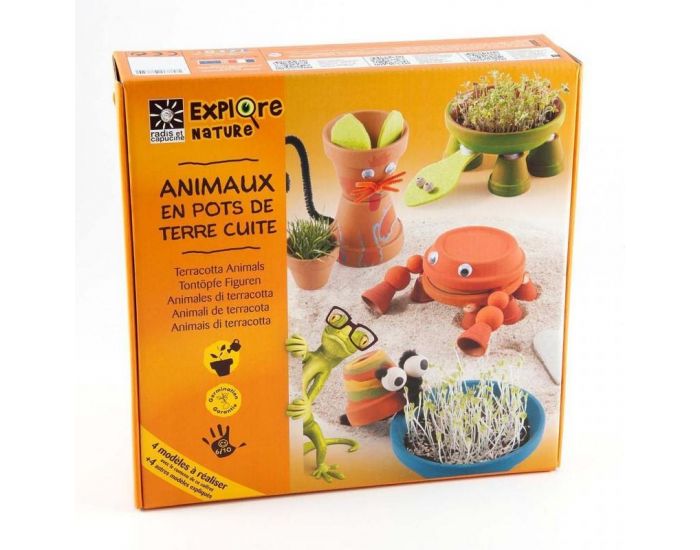 RADIS ET CAPUCINE Coffret Animaux en Pots Terre Cuite