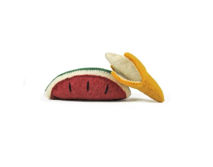 PAPOOSE TOYS Fruits en Laine Feutr�e - Banane et Past�que - D�s 3 ans