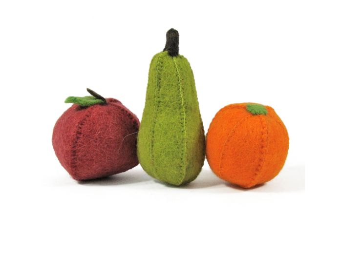 PAPOOSE TOYS Fruits en Laine Feutr�e - Pomme, Poire, Orange - D�s 3 ans