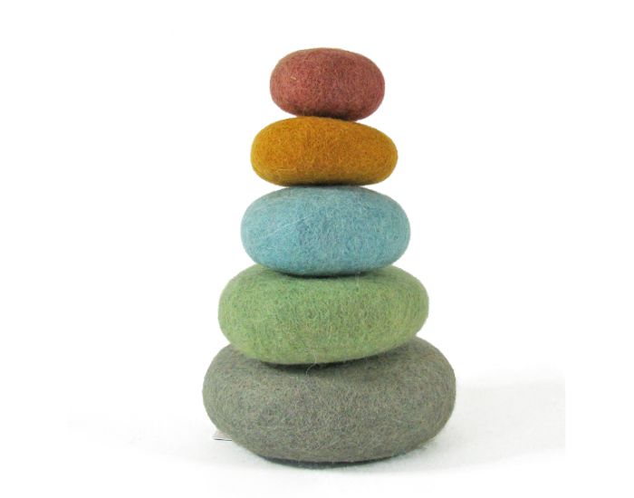 PAPOOSE TOYS Galets en Laine Feutr�e Earth - Set de 5 - D�s 3 ans
