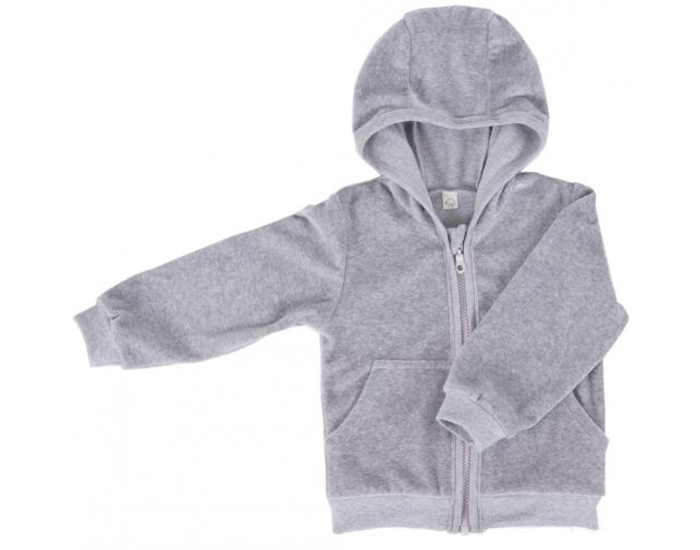 IOBIO Gilet  Capuche en Velours de Coton Bio - Gris